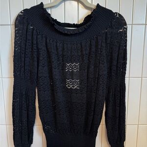 NWT Zara Black Lace Long Sleeve Top
